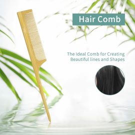 Natural Bamboo Rat Tail Comb – Anti-Static Hair Comb for Salon & Home Hair Styling