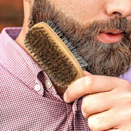 Beechwooden Dual-side Beard&Hair Brush, Double Side Way Boar Bristle and Nylon Hair Brush