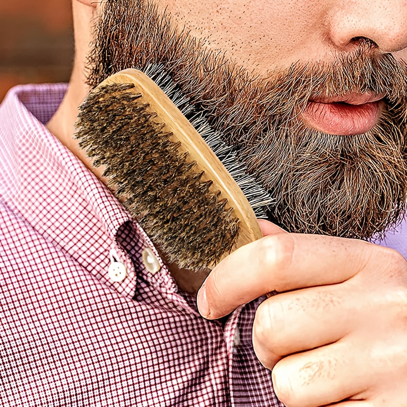 Beechwooden Dual-side Beard&Hair Brush, Double Side Way Boar Bristle and Nylon Hair Brush