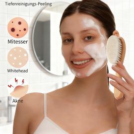 Natural Wool  Lint Brush with Beech Wood Handle, Gentle Cleaning & Dusting Tool for Clothes, Furniture & Hair Removal