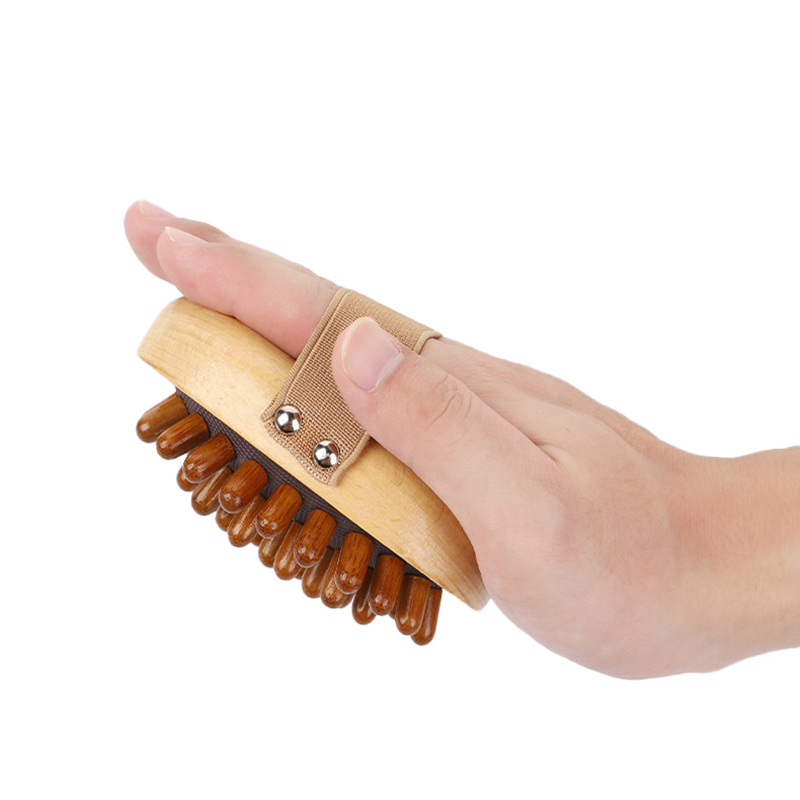 Wooden Body Massage Brush with Adjustable Strap for Relaxation - 图片 5
