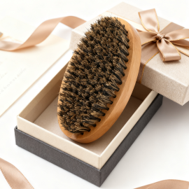 Natural Wood Boar Bristle Beard Brush-Enhance Clean For Beard