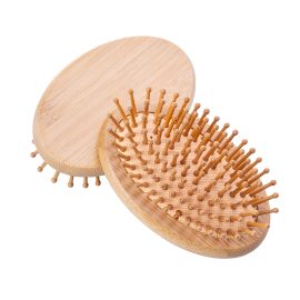 Natural Oval Bamboo Dry Body Brush with Massage Cushion
