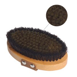 Dual-Horse Hair&Copper Wire Body Brush with Leather Strap