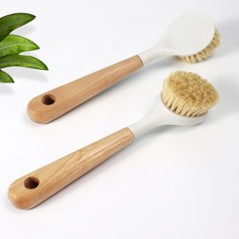 Wooden Handle Kitchen Cleaning Tool with Hanging Hole for Pots