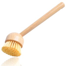 Rubber Wood Long-Handle Kitchen Cleaning Brush for Deep Clean