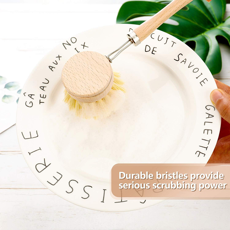Tool Wooden Pot Dish Brush Wooden Scrub Brush with Sisal Fiber - 图片 2