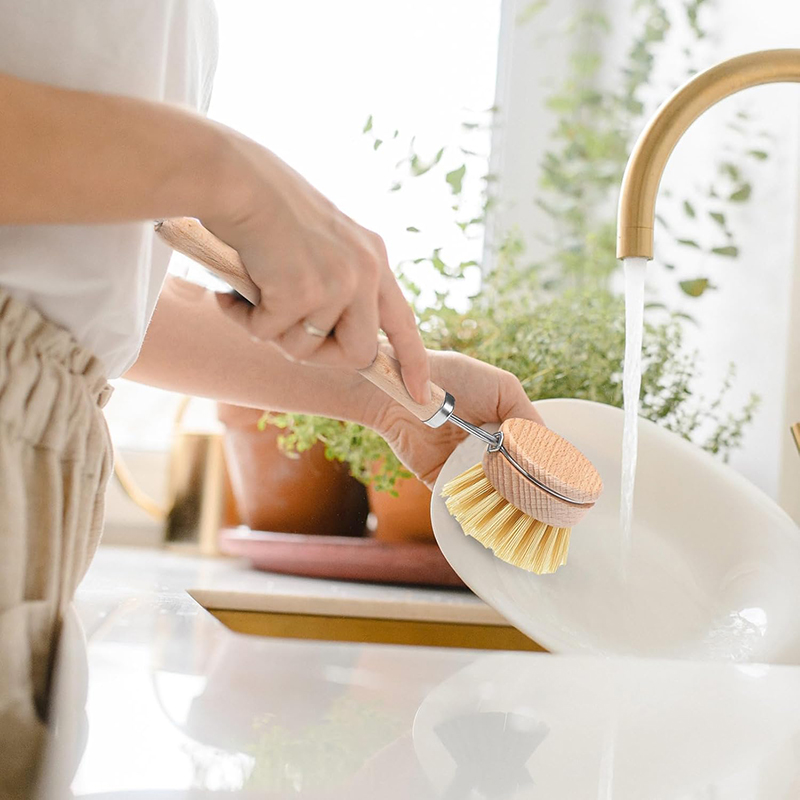 Tool Wooden Pot Dish Brush Wooden Scrub Brush with Sisal Fiber - 图片 4