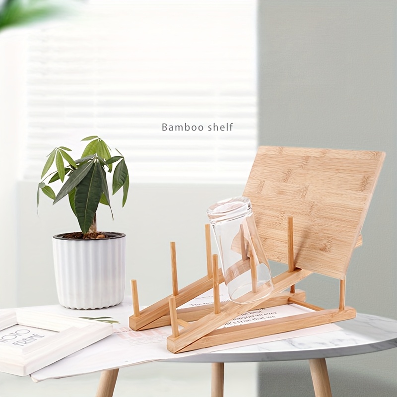 Multi-Functional Bamboo Display Rack - Cup Stand & Dish Drainer
