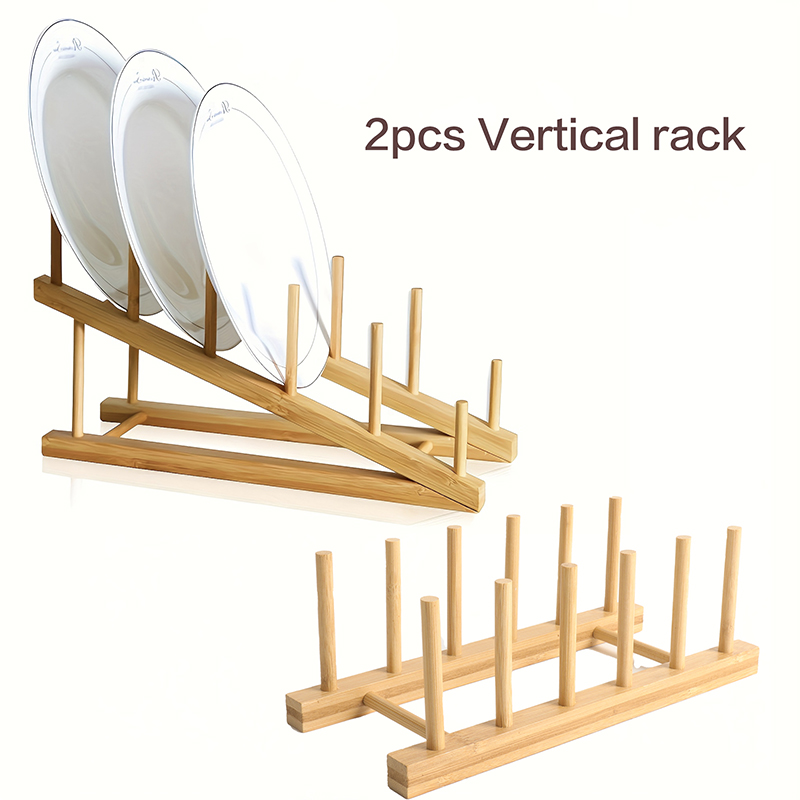 Multi-Functional Bamboo Display Rack - Cup Stand & Dish Drainer - 图片 2