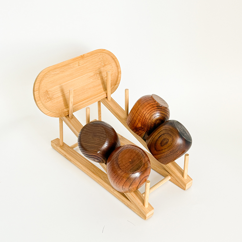 Multi-Functional Bamboo Display Rack - Cup Stand & Dish Drainer - 图片 4