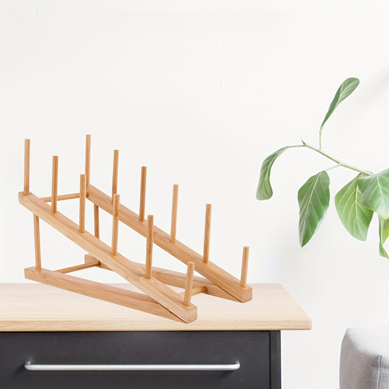 Multi-Functional Bamboo Display Rack - Cup Stand & Dish Drainer - 图片 5
