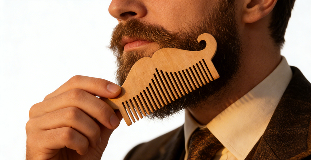 Wooden Mustache Shaped Comb