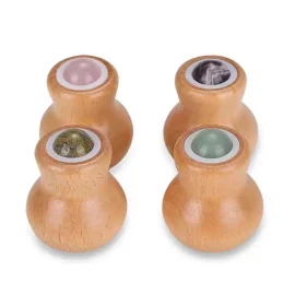Rose Quartz Wooden Roller Ball Massager | OEM & Wholesale for Spas